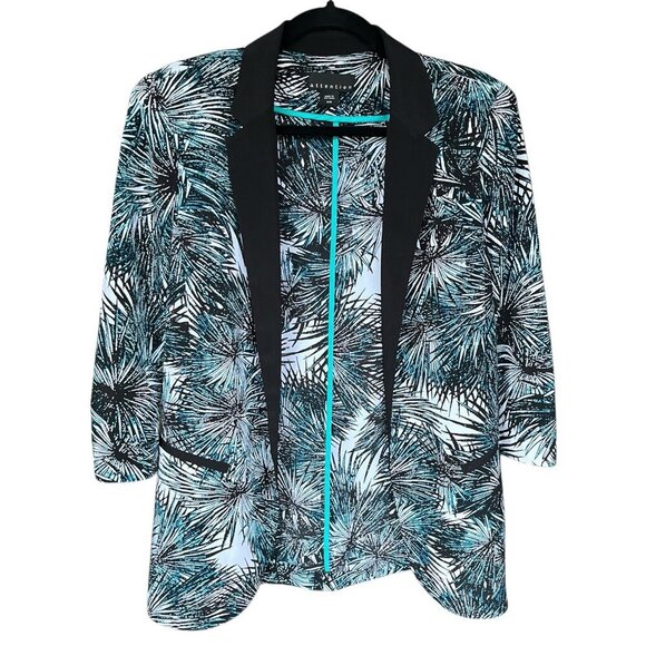 Attention Womens Open Front Blazer Size M Botanical Lightweight Office Business - Picture 1 of 10